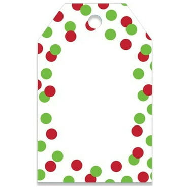 Christmas Dots Gloss Gift Tags - 3 1/2in. X 2 1/4in. - 50 Pack (ptcd50)