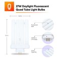 thumbnail image 2 of FML Lamp 27 Watt Replacement 6500K Daylight Fluorescent Quad Tube Light Bulb for Compatible Specialty Lighting Fixtures GX10q-4 4 Pin Base - 2 Pack, 2 of 7
