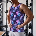 thumbnail image 5 of Lsque Skull starry sky flower leaf Pattern Mens Tank Tops Muscle Athletic Quick Dry Sleeveless Workout Fitness T Shirts Beach Tank Top, Loose-fit Sleeveless Shirt for Men-X-Large, 5 of 7