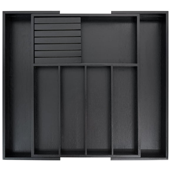 Organizador de cajones VaeFae, cubiertos de bambú, cocina, negro