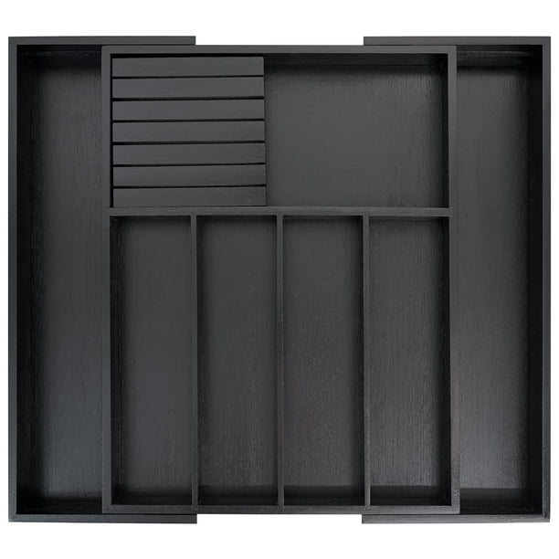 Organizador de cajones VaeFae, cubiertos de bambú, cocina, negro