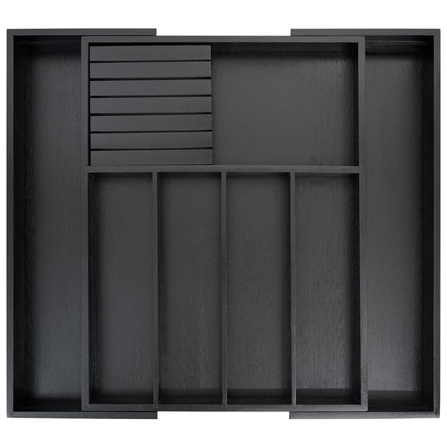 Organizador de cajones VaeFae, cubiertos de bambú, cocina, negro