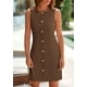 thumbnail image 3 of Vestido de trabajo PRETTYGARDEN 2025 Primavera Sin Mangas Botón Marrón S, 3 of 9
