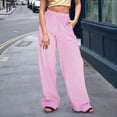 thumbnail image 2 of Charmgo Linen Pants Women, Women's Striped Wide Leg Pants Casual Street Instagram Fashion Baggy High Waisted Pants Wide Leg Pants for Women Trendy Pink S, 2 of 9