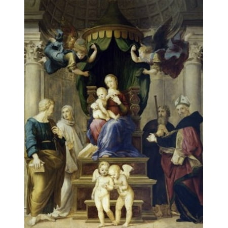 Madonna of the Canopy  Raphael (1483-1520 Italian)  Palazzo Pitti Palatina Gallery Florence Stretched Canvas - Raphael (24 x