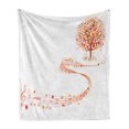 thumbnail image 1 of Autumn Soft Flannel Fleece Blanket, Maple Tree in the September with Swirled Music Sheet and Notes Warm Colored Design, Cozy Plush for Indoor and Outdoor Use, 50" x 60", Multicolor, by Ambesonne, 1 of 6