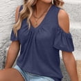 thumbnail image 4 of Guluxicc Summer Cold Shoulder Tops for Women V Neck Short Sleeve Shirts Ladies Cute Casual Blouse Going Out Outfits, 4 of 8