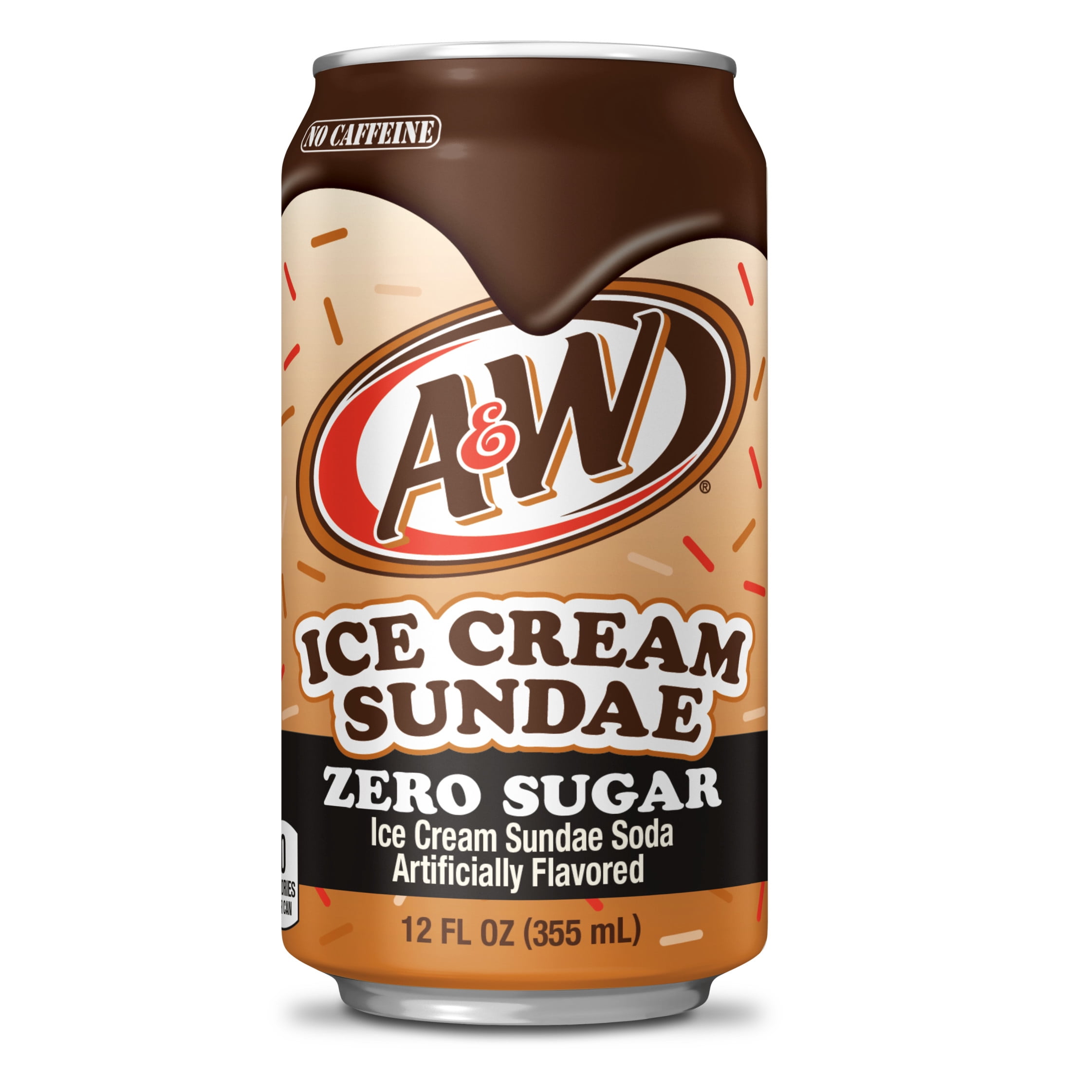 A&W Ice Cream Sundae Zero Sugar Soda Pop, 12 fl oz, 12 Pack Cans