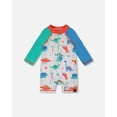 thumbnail image 1 of Baby And Toddler One-Piece Long Sleeve Rashguard Grey Baby Dinosaur Print, 1 of 6