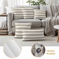 thumbnail image 6 of Outdoor Pillow Covers Minimalist Khaki and White Stripes Waterproof Pillow Cases 18x18 Set of 2, Modern Geometric Lines Art Throw Pillow Cover Pillowcase for Patio Balcony Couch Garden, 6 of 9
