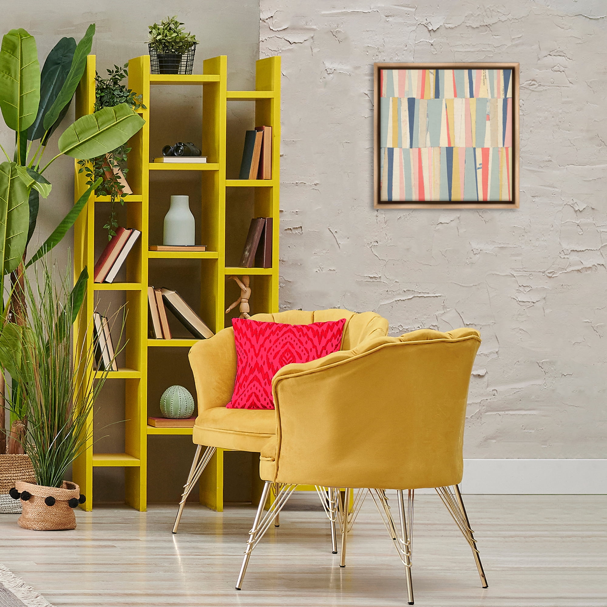 Stupell Industries Pastel Shapes Collage Abstract Painting Brown Floater Framed Canvas Art Print Wall Art, 18 x 18