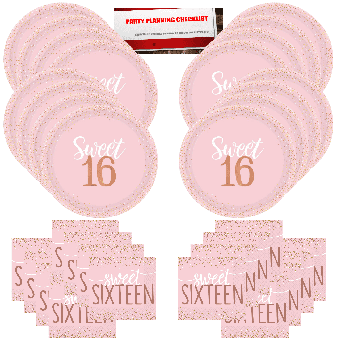 Sweet Sixteen 16 Coming of Age Birthday Party Supplies Bundle Pack for