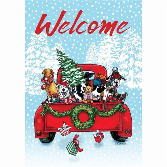 Custom Decor 4124FM 12 x 18 in. Puppy Truck Double Sided Garden Flag