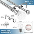 thumbnail image 3 of Urbanest Crackle Glass Flat Button 1" 5/8" Double Drapery Curtain Window Rod Set - 28" to 48", Brushed Steel, 3 of 6