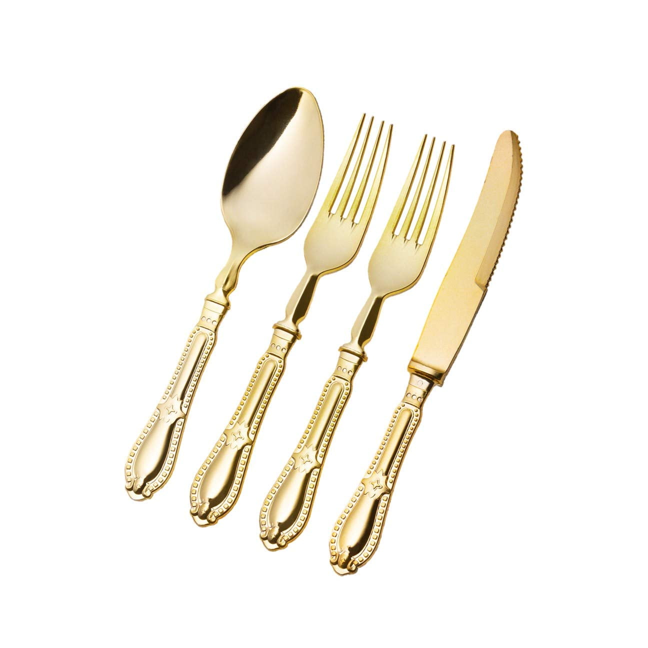 80 Pieces Gold Plastic Silverware Gold Disposable Flatware, Extra