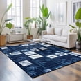 thumbnail image 3 of Area Rugs 4'x6'. Coastal Nautical Carpet Runner Indoor Outdoor Rugs Home Decor Aesthetic, Summer Ocean Sea Navy Blue Plaid Checkered Non Slip Mats Washable Accent Rug for Living Room Bedroom, 3 of 8