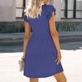 thumbnail image 4 of Summer Dresses for Women 2025, Womens Summer Ruffle Sleeve Dress V Neck Vacation Beach Cute Short Sundress(Blue,S), 4 of 9