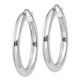 thumbnail image 2 of Auriga 14k White Gold 4mm Lightweight Tube Hoop Earrings for Women(L-35mm, W-4mm), 2 of 5