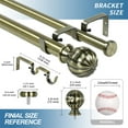 thumbnail image 3 of Urbanest Fluted Ball Flat Button 1" 3/4" Double Drapery Curtain Window Rod Set - 48" to 84", Antique Brass, 3 of 6