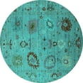thumbnail image 1 of Ahgly Company Indoor Round Oriental Turquoise Blue Industrial Area Rugs, 5' Round, 1 of 4