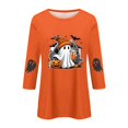 thumbnail image 6 of Trgacdwlo Halloween 3/4 Length Sleeve Womens Tops Cat Pumpkin Print Womens Crew Neck Shirts Spooky Season Fall Pullover Tops XL, 6 of 7