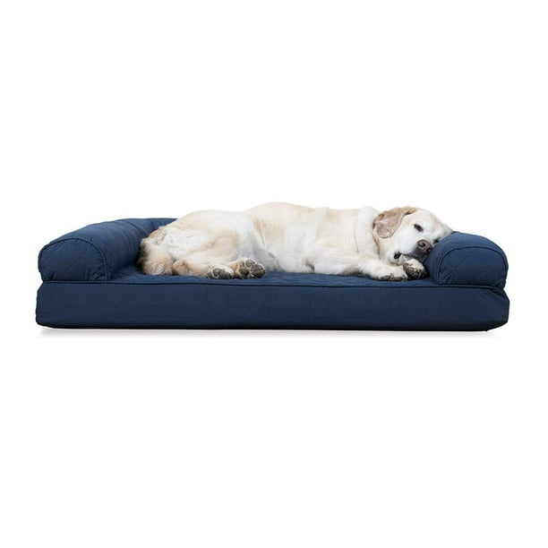 Sofá Cama Furhaven Espuma Viscoelástica Ortopédico Azul Marino Jumbo para Perros y Gatos