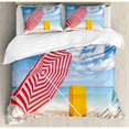 thumbnail image 3 of Yellow and Blue Duvet Cover Set Twin Size, Windy Sandy Beach with Sunshade and Trolley Summer Holiday Relax Picture, Decorative 2 Piece Bedding Set with 1 Pillow Sham, Multicolor, by Ambesonne, 3 of 3