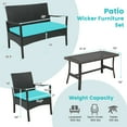 thumbnail image 3 of Gymax 4PCS Patio Rattan PE Wicker Furniture Conversation Set w/ Sofa Chair & Table, 3 of 10