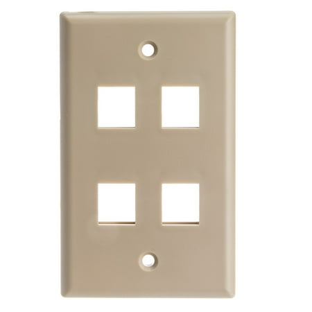 - ACCL Keystone 4 Port, Single Gang Wall Plate, Beige, 4pk