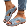 thumbnail image 2 of Domuza Orthopedic Sandals for Women Slip on Non Slip Arch Support Summer Flat Sandals Lightweight Orthopedic Slippers 2026 Comfort Orthopedic Shoes Blue 7.5（EU-39）, 2 of 7