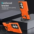 thumbnail image 4 of ELEHOLD Rugged Case for Samsung Galaxy S25 Ultra Hybrid Heavy Duty Cover with Foldable Ring Holder Kickstand Military Grade Drop Protection Shockproof Non-Slip Case,  Orange, 4 of 8