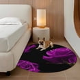 thumbnail image 3 of Round Area Rugs Collection 3.3 Ft, Purple Rose Non-Slip Residential Carpet, Vintage Abstract Garden Flower Floral Black Indoor Crawling Mats Doormat Runner Rugs Play Mat for Bedroom, 3 of 8
