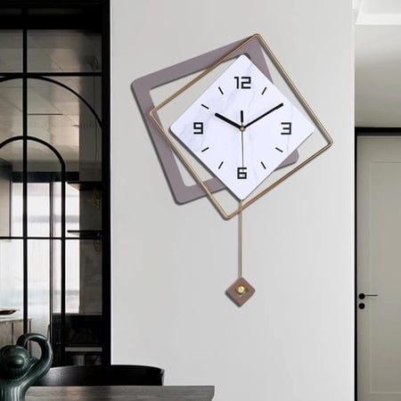 Wall Clock with Pendulum, Silent Quality Quartz Operated, Modern Large Wall Clocks for Living Room Kitchen Bathroom Bedroom Wall Decor,16x21inch(Golden)