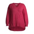 thumbnail image 6 of Heart N' Crush Women's Plus Size V Neck Dropped Shoulder Sweater with Metallic, 6 of 7