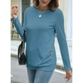 thumbnail image 2 of Long Sleeve Shirts for Women Tunic Tops for Women Loose Fit Dressy Crew Neck Pullover Basic Sweaters for Women Blue XL, 2 of 8