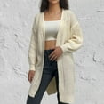 thumbnail image 2 of BiZtdJrK Womens Plus Size Knit Sweater Cardigan Knee Length Long Sleeve Open Front Sweaters Drop Shoulder Casual Fall Cardigans Beige L, 2 of 5