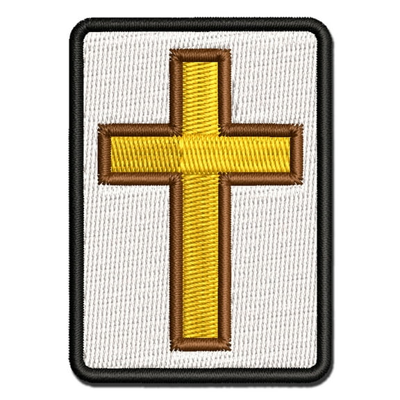 Cross Christian Church Religion Outline Applique Multi-Color Embroidered Iron-On Patch - 2.5 Inch Small
