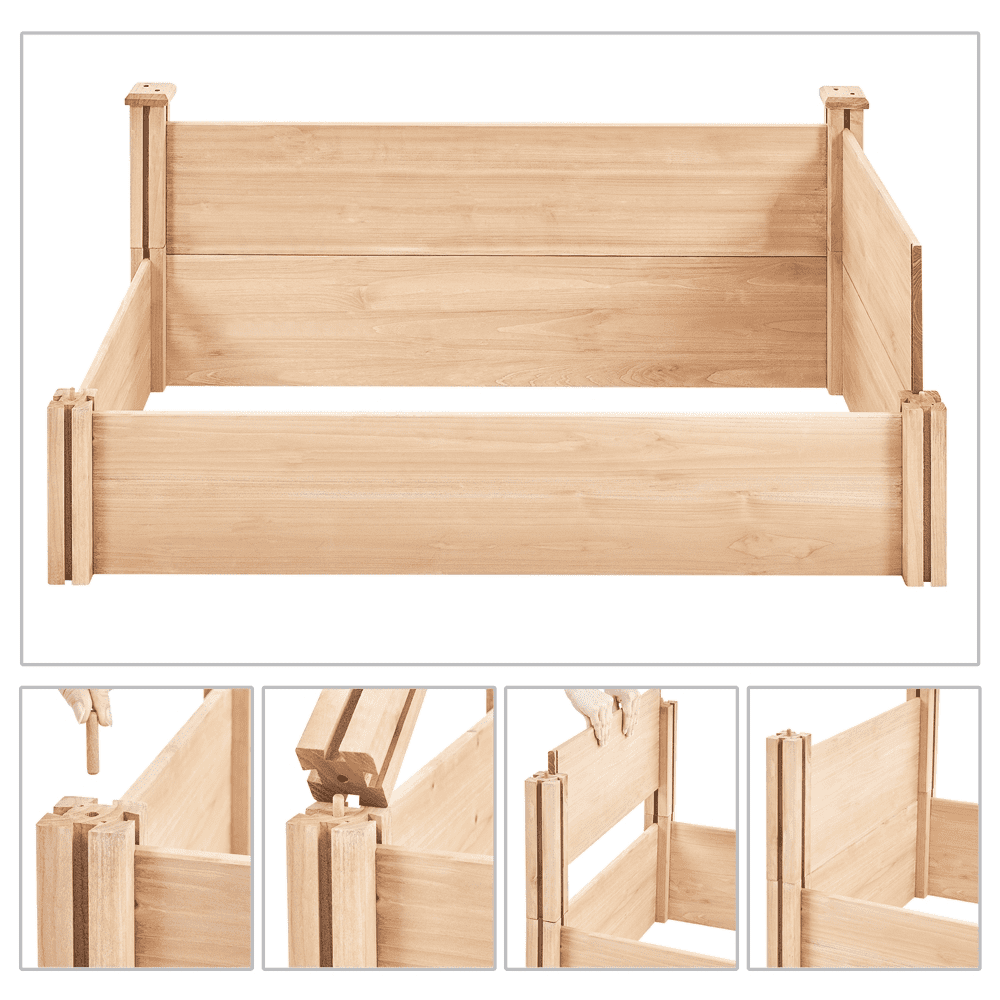 Renwick Wooden Raised Garden Bed, 96.7 x 24.6 x 10.6inch (L x W x H),Natural Wood