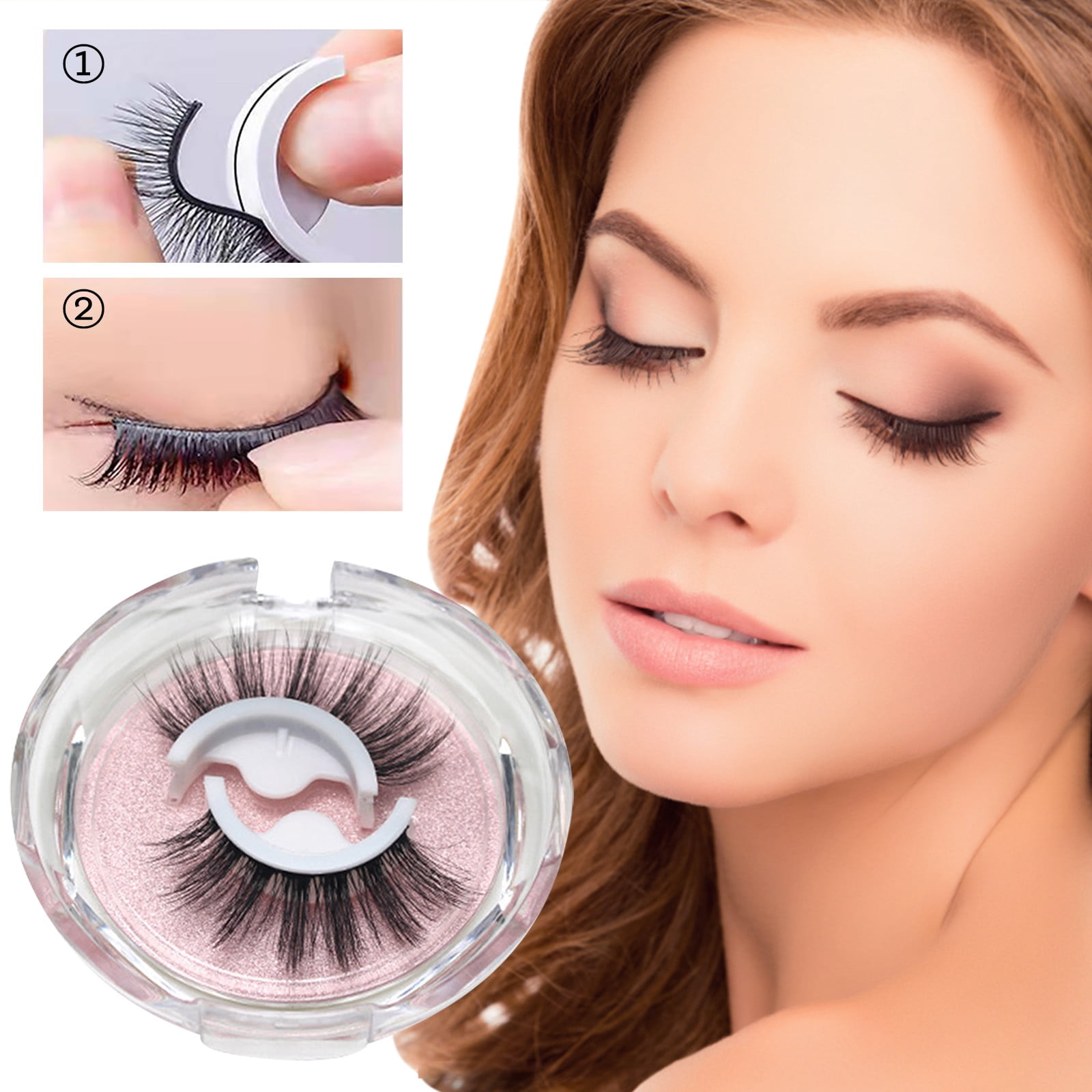 Eyelashes 2pc Reusable Self Adhesive Without Glue Natural False Wispy Long Extension Pack Makeup 3952