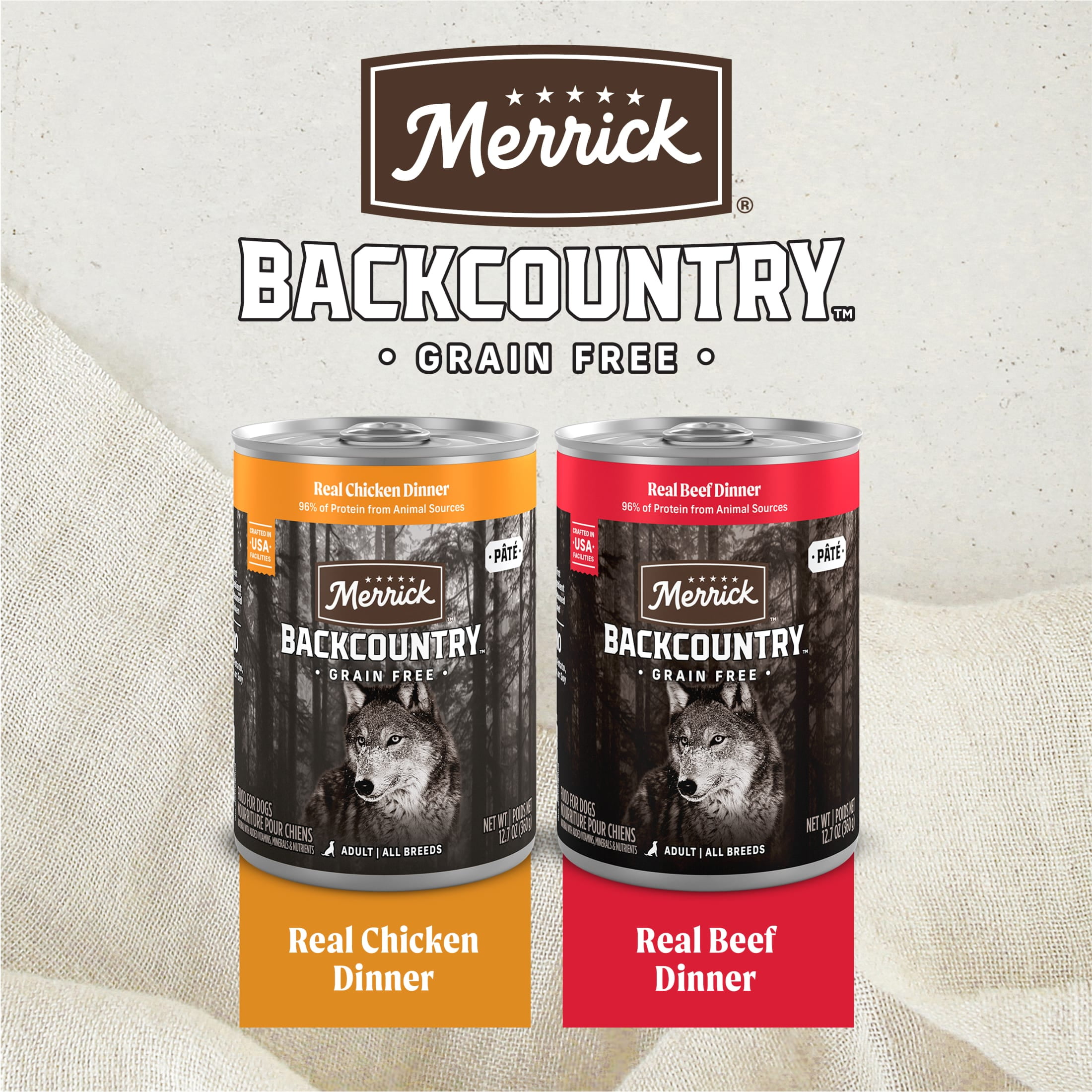 Merrick Backcountry Wet Dog Food for Adults, Grain Free Real Beef & Chicken, 12.7 oz Cans