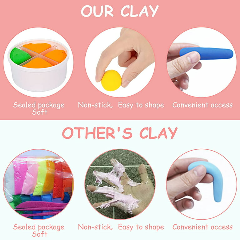 Veecome Boron-Free Air Dry Clay, 6 Styles of Modeling Clay Kit for Kids,  Ultra Light Magic Clay for Kids 