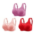 thumbnail image 2 of Itsame 3 Pack Everyday Casual Bra Set Womens Full Support Bra Wireless Comfort Bralette Pink Size L, 2 of 9