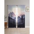 thumbnail image 4 of Sheer Curtains 72 Inches Long 2 Panels, Forest Mountain Sunrise Watercolor Rod Pocket Curtain Voile Draperies, Abstract Landscape Ombre Light Filtering Window Treatment for Living Room, 4 of 8