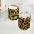 thumbnail image 2 of Yayeee 4 Pack Qtip Holder Bathroom Cotton Swab Canister with Lid Clear Dispenser Set, Leopard Print Sunflower, 2 of 6