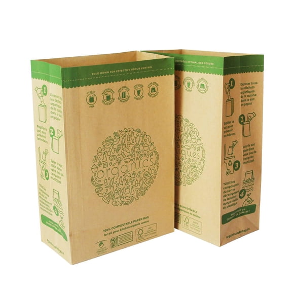 Hytrend-sac pour Déchets Alimentaires de Cuisine-120 Sacs - Sac en Papier Compostable à 100 % - Résistant aux Fuites - Petit - Certifié par le BNQ et le BPI
