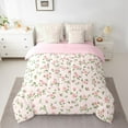 thumbnail image 3 of Manfei Pink Rose Floral Twin Bedding Sets 7-Piece for Kids, Cartoon Boho Flower Bedding Comforter Set, Simple French Style Reversible Sheet Sets, Super Cozy Room Decor, 3 of 8
