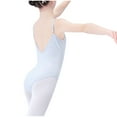 thumbnail image 4 of LLYwey Girls Dance Leotards - Toddler Girls' Sleeveless Bodysuit Tops - Ruched Front V-Neck Backlesss Spaghetti Strap Camisole Undergarment Gymnastics Leotard, T-29, Light Blue, 9T, 4 of 6