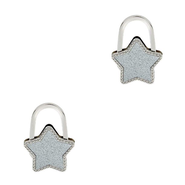 Jumpingount Ganchos para llaves brillantes con forma de estrella de nuevo diseño, bolsa lateral de de Metal, gancho colgante de aleación, blanco brillante 2piezas