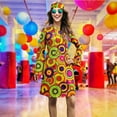 thumbnail image 2 of 60s 70s Disco Outfits for Women 80s Hippie Dress Headscarf 2 Piece Sets Christmas Dresses Long Sleeve Women's Fashion Clothes, Yellow, Size M, 2 of 7