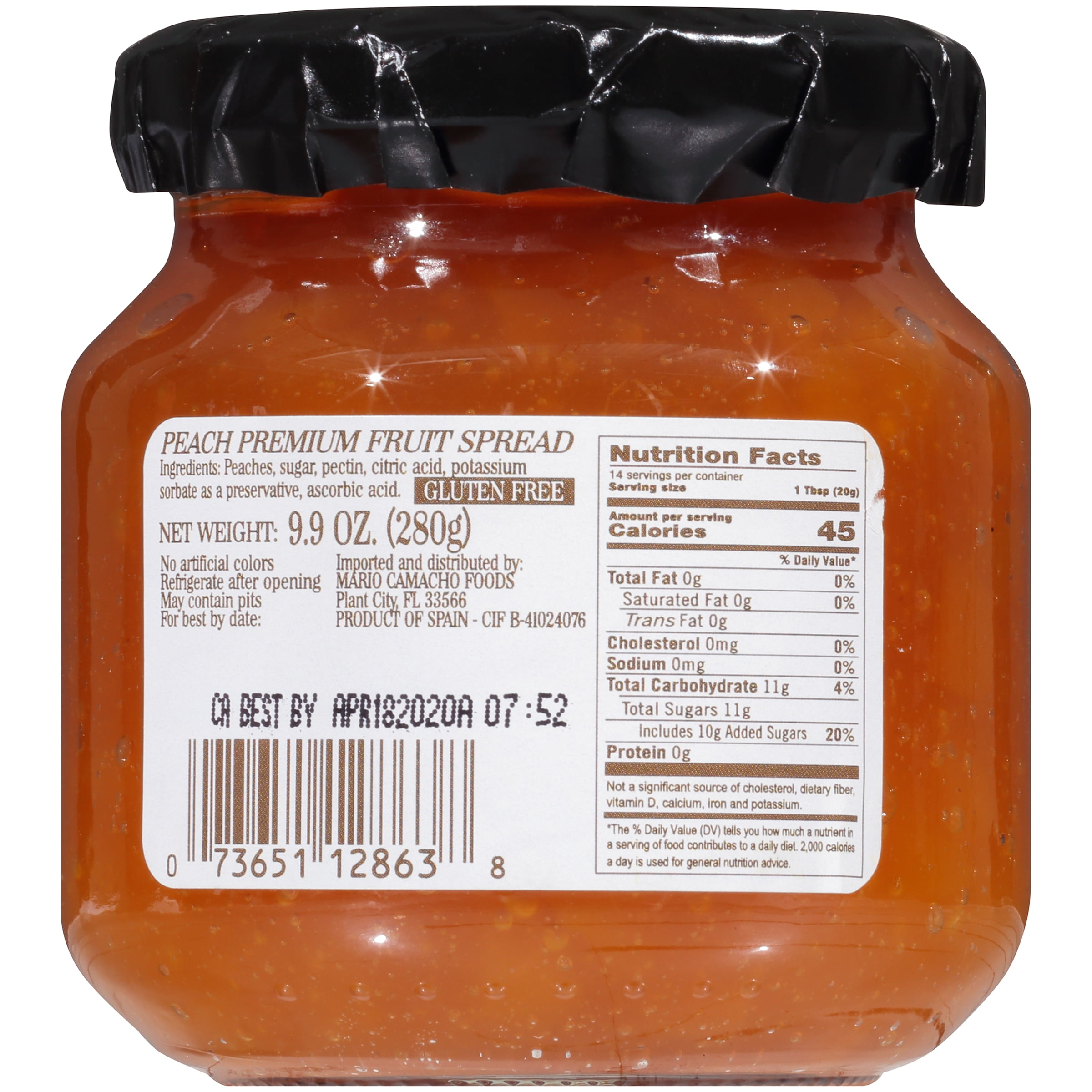 La Vieja Fabrica Fruit Spread Peach 9.9oz Jar